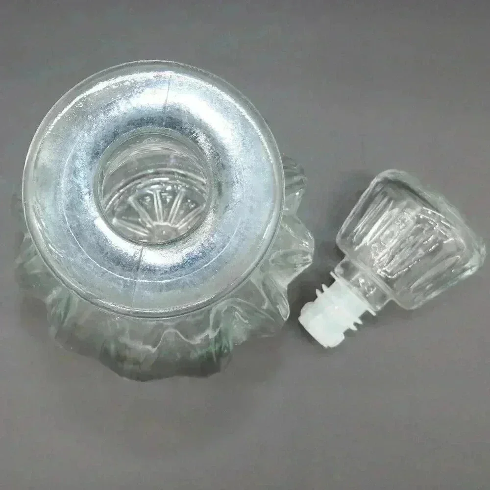Vintage Clear Glass Liquor Ribbed Decanter with Stopper